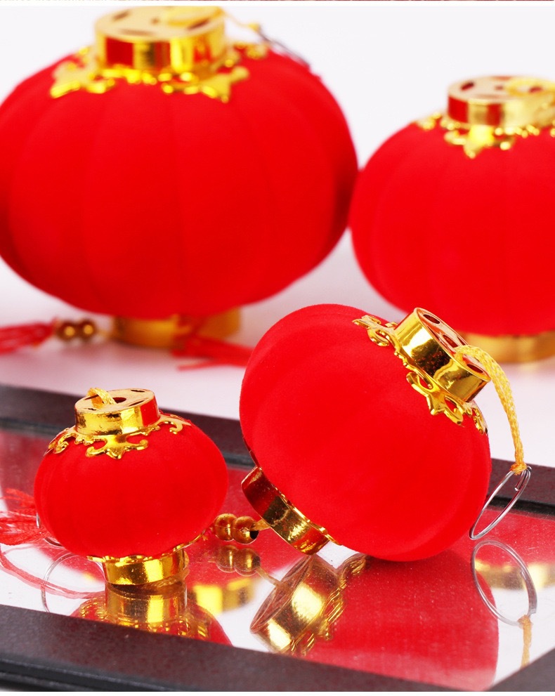 Quả cầu nhung, đèn lồng bọc vải nhung treo trang trí tết ,