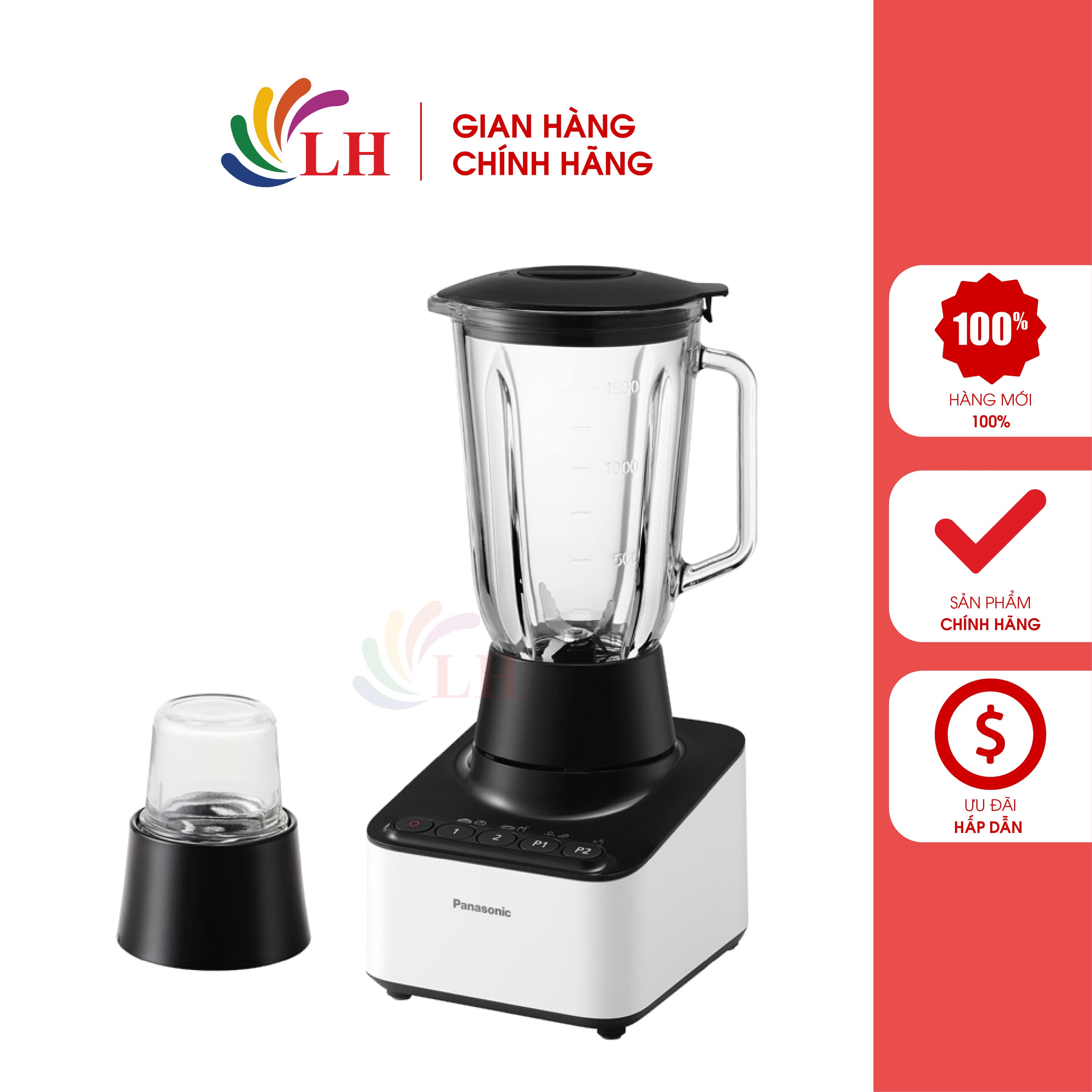Máy xay sinh tố Panasonic MX-V310KRA - Hàng chính hãng - Dung tích 1.5L, chất liệu thủy tinh, bảng điều khiển bằng nút ấn