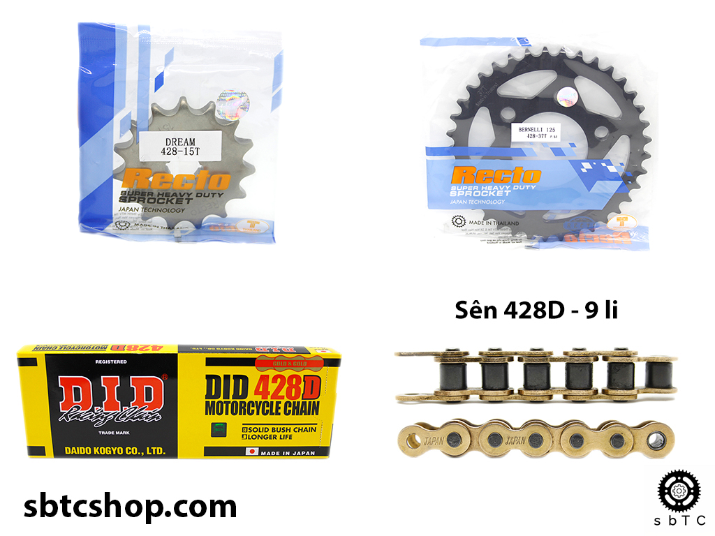 Nsd nhông dĩa recto sên did vàng benelli tnt 125 tnt125 chính hãng