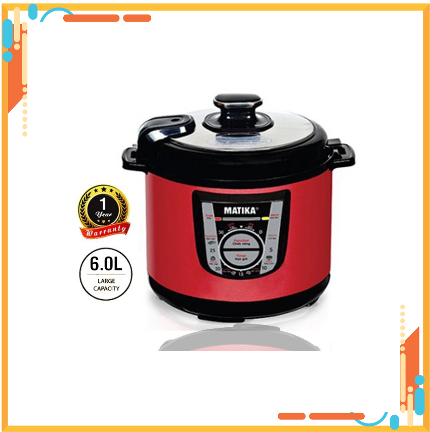 Nồi áp suất điện điều khiển cơ matika mtk-9261 6.0 lít công suất 1000w