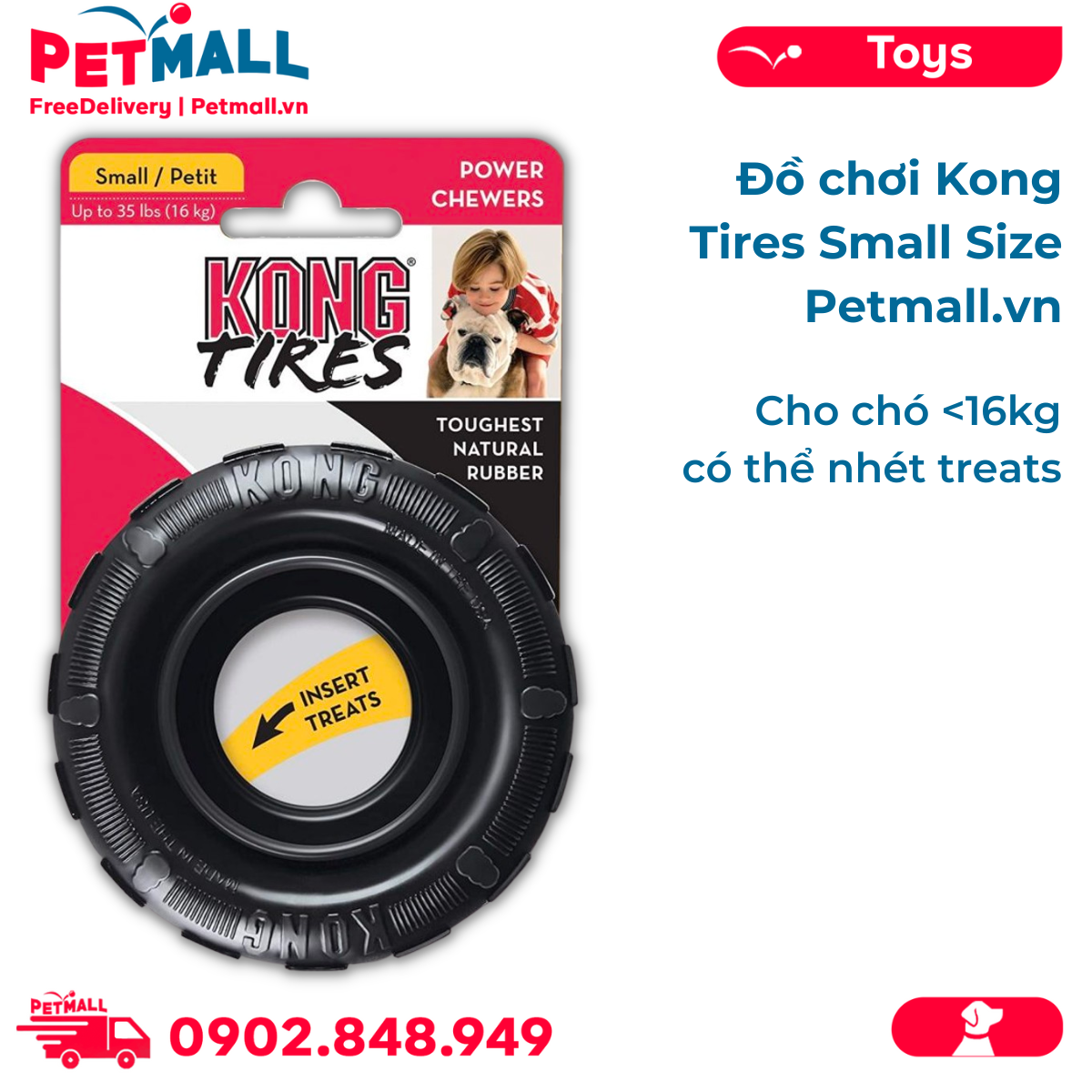 Đồ chơi Kong Tires Small Size - Cho chó 16kg, có thể nhét treats Petmall