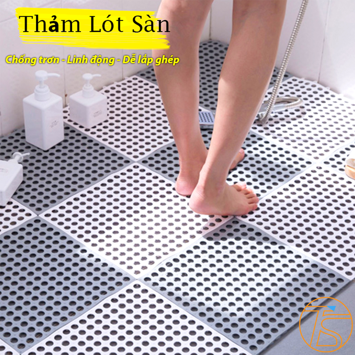 Thảm lót sàn nước chống trơn trượt nhà tắm 30 x 30 cm - Thảm nhựa lót nhà vệ sinh không gây đau chân - Thảm trải sàn toilet - Thảm lót nhà tắm