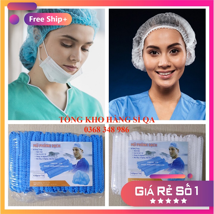 Mũ trùm đầu con sâu (100 cái/gói) dùng cho Spa, bệnh viện...hàng Việt Nam chất lượng