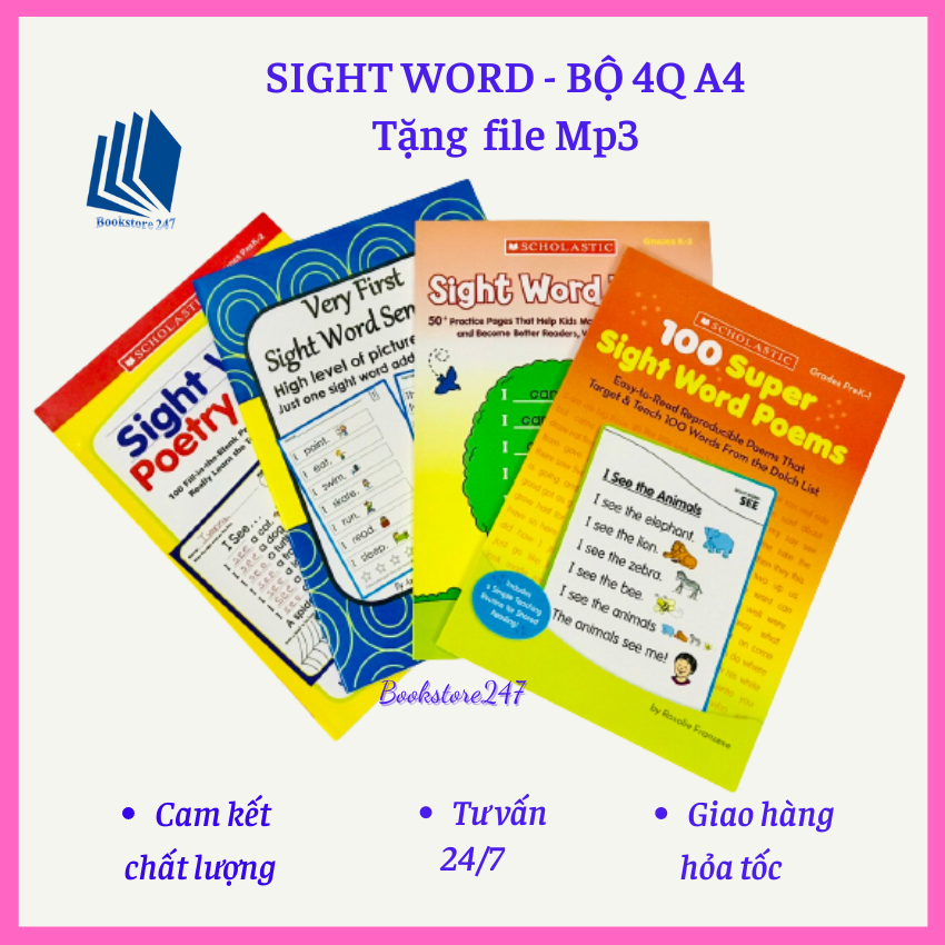 Combo 4q Sight word - tặng file nghe Mp3