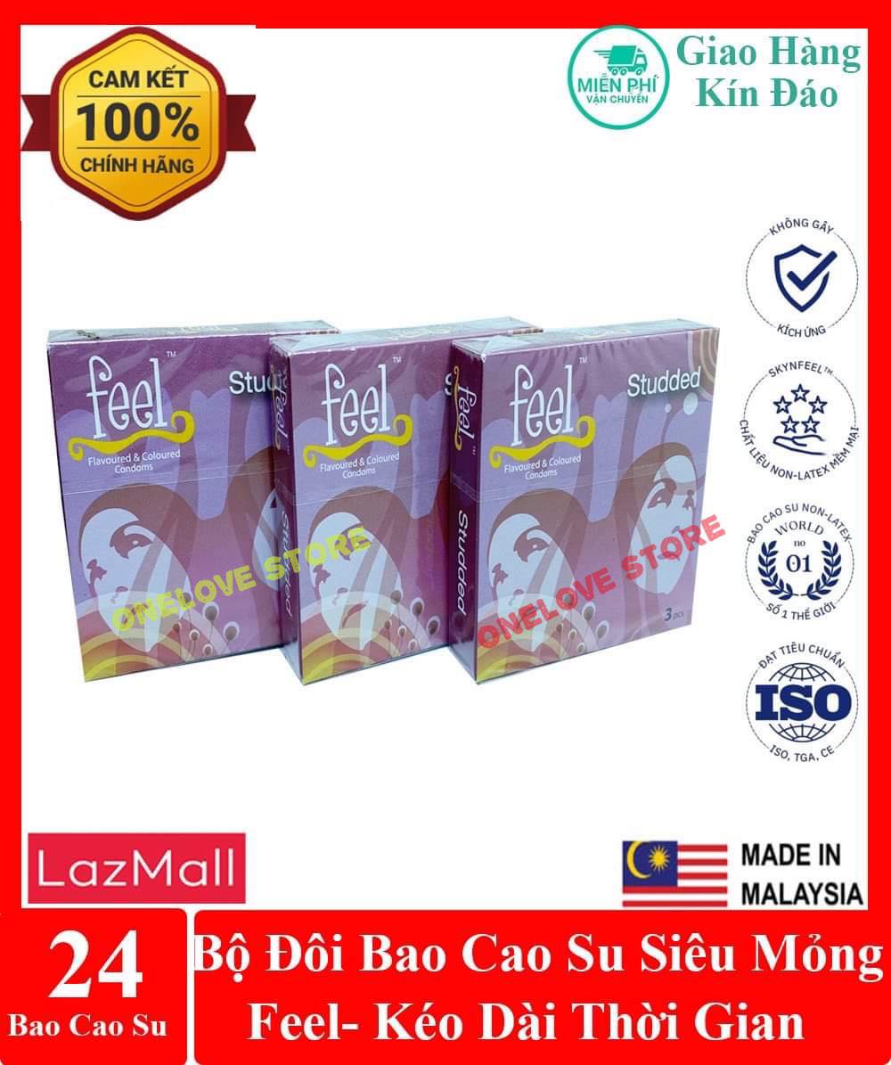 Combo 3 Hộp Bao cao su Feel Studded Gai Chấm - kéo dài thời gian