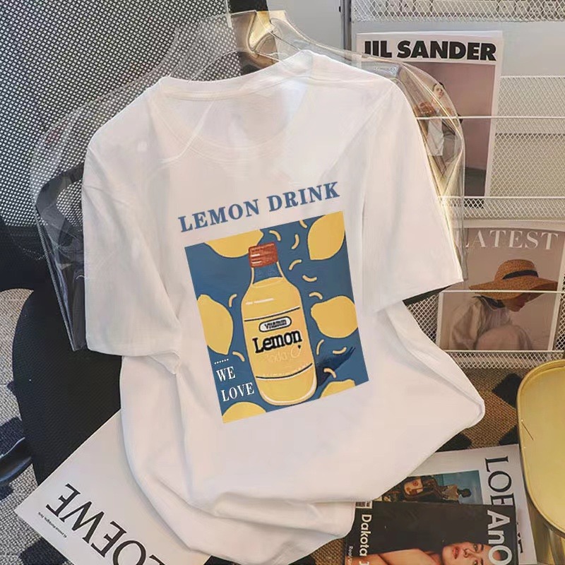 (AP05) Áo phông LEMON DRINKS 100% Cotton Form rộng tay lỡ