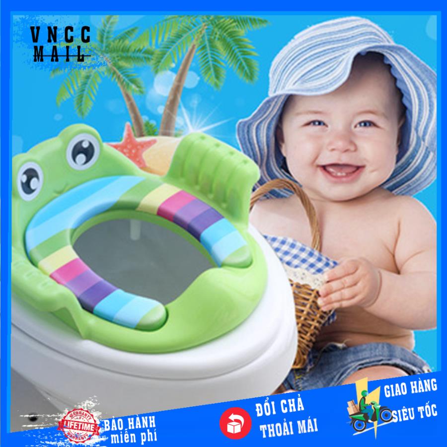 Bô vệ sinh thu gọn gắn bồn cầu Babo hình Ếch có đệm cho bé - bệ lót hình chú ếch siêu đáng yêu - dành cho bé từ 2 tuổi trở lên