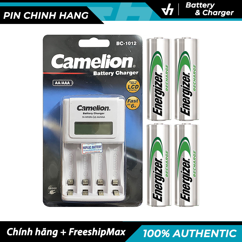 Bộ sạc pin aa / aaa nhanh camelion 1012 kèm 4 pin tray energizer mới 100%
