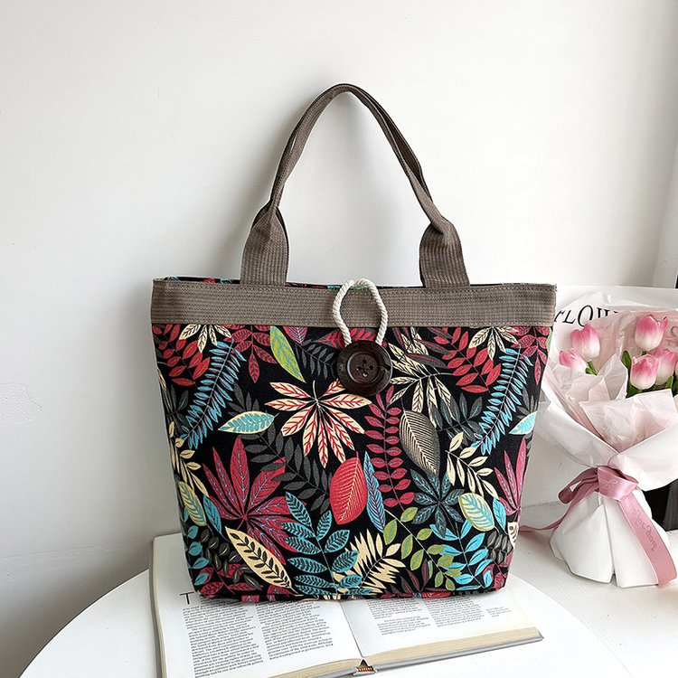 Túi Tote vải Canvas cỡ lớn vừa A4 có khóa kéo họa tiết đẹp thời trang LX266
