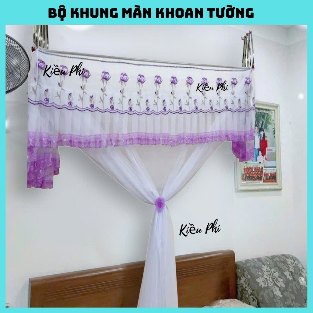 Màn khung khoan tường cao cấp, chống muỗi hiệu quả, lắp đặt chắc chắn, phù hợp mọi loại giường