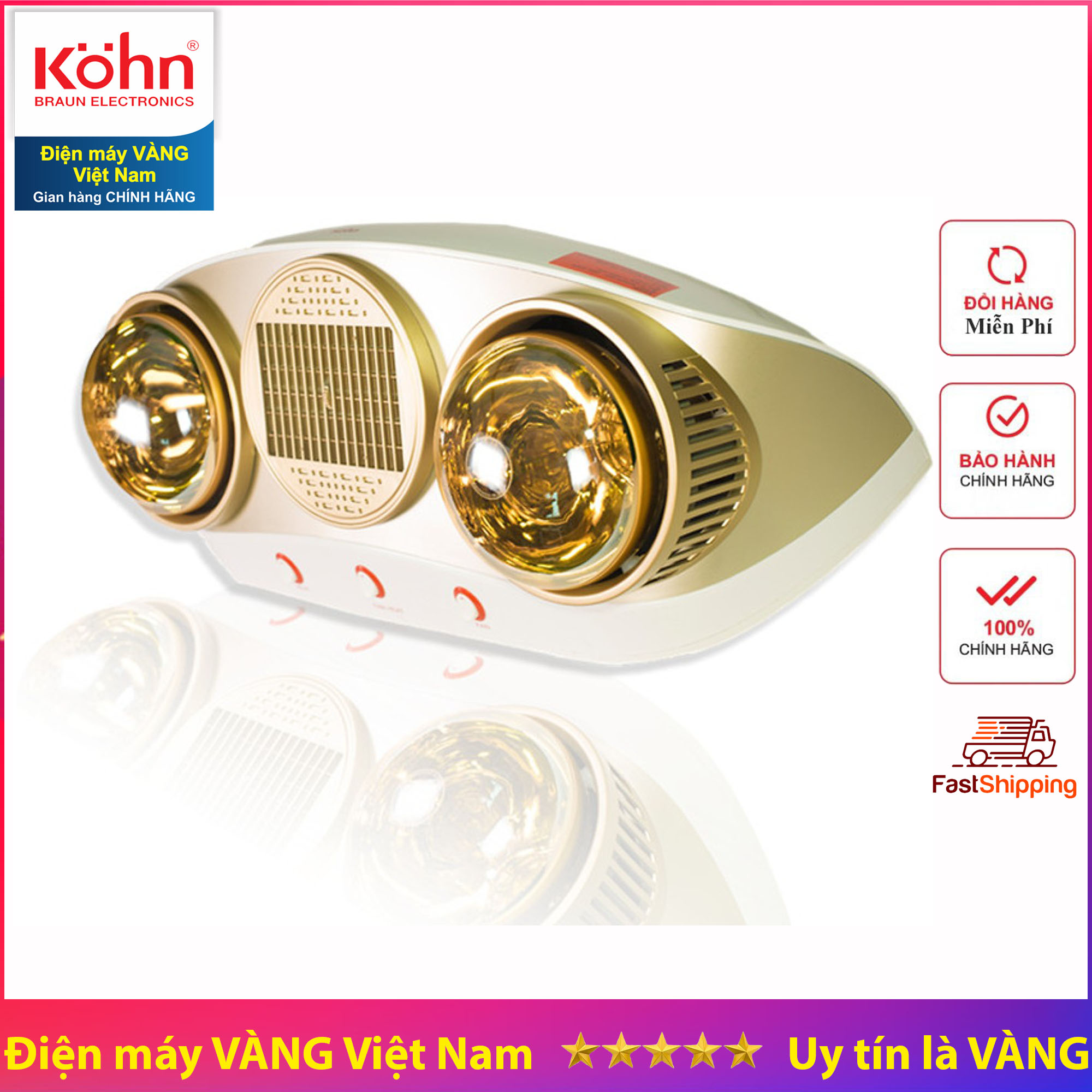 Đèn sưởi nhà tắm Braun Kohn Luxury KU02PG