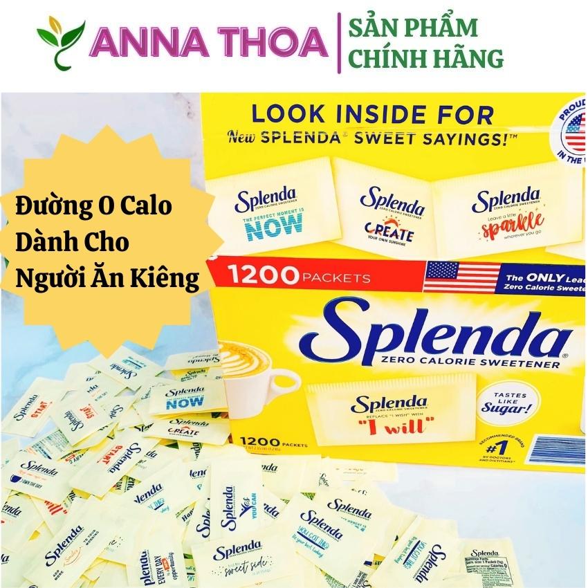 Đường Ăn Kiêng Splenda 0 Calo của mỹ không làm tăng đường huyết phù hợp cho người tiểu đường người cần giảm cân Hộp 1200 gói có tách lẻ 100 gói Anna Thoa