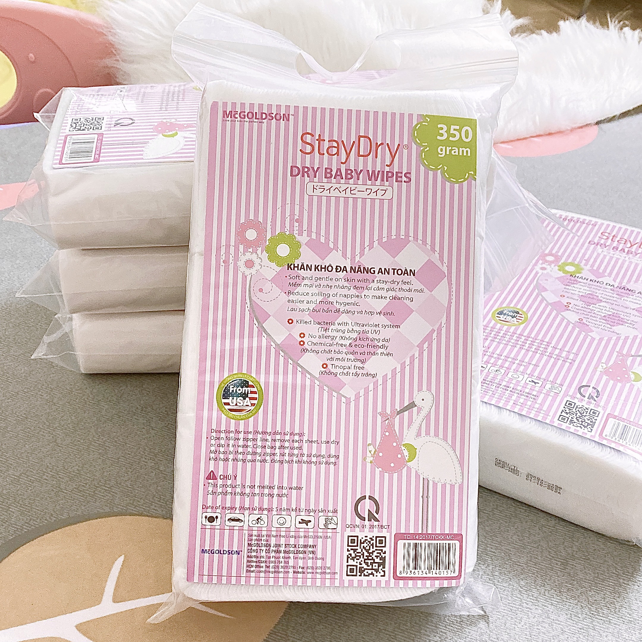 Khăn khô đa năng cao cấp staydry 350g an toàn, tiện lợi cho bé
