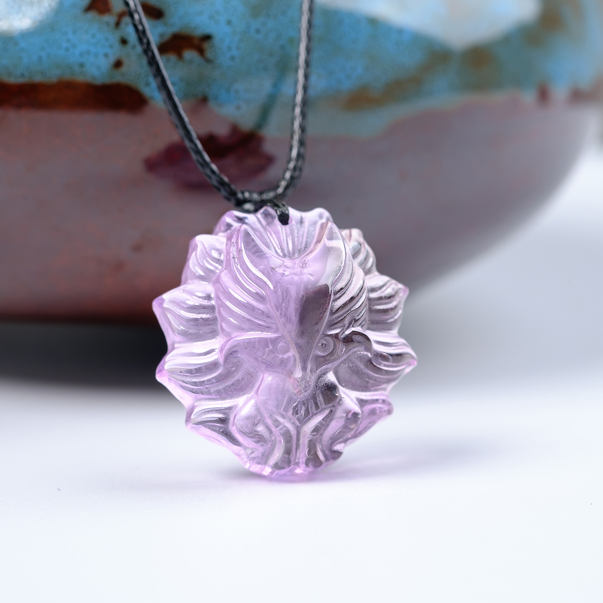 Mặt đá hồ ly chúa 9 đuôi đá thạch anh tím amethyst thiên nhiên