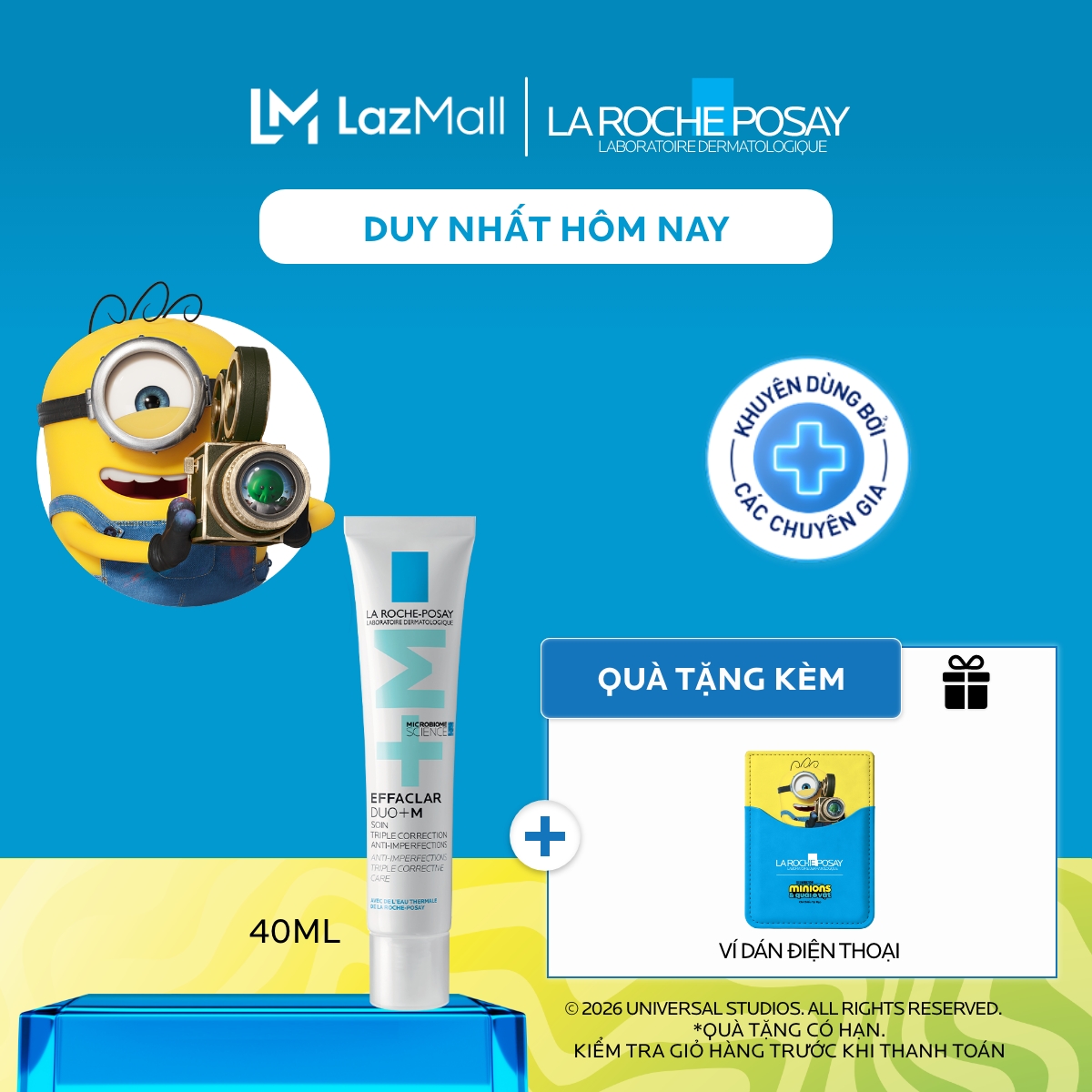 Kem dưỡng giảm mụn nhanh sau 8 giờ La Roche-Posay Effaclar Duo+ M 40ml