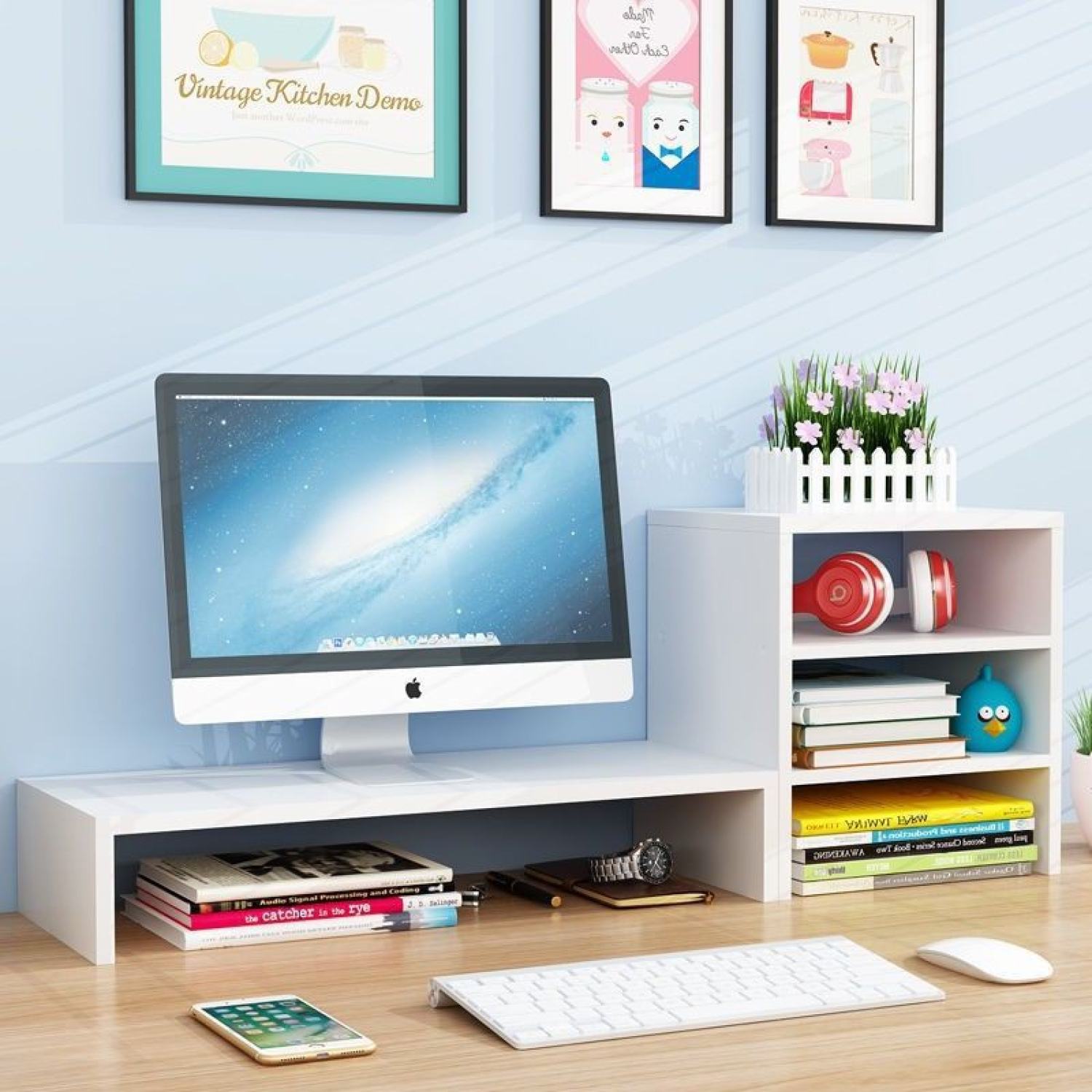 Kệ máy tính để bàn làm việc gỗ mdf tự chọn màu