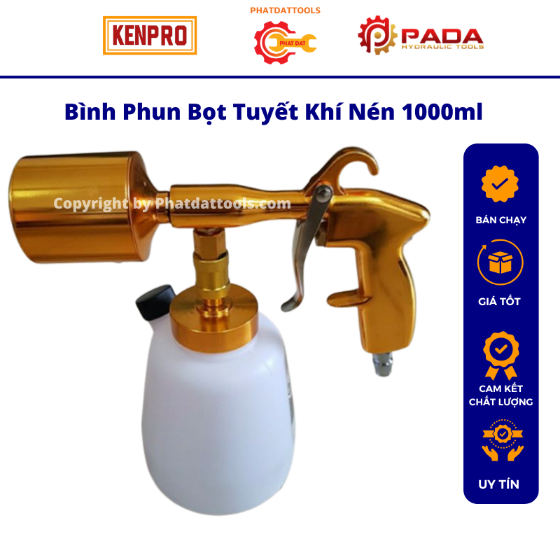 Bình phun tạo bọt tuyết rửa xe 1000ml dùng khí nén-Tặng kèm 100ml dung dịch nước rửa xe không chạm.