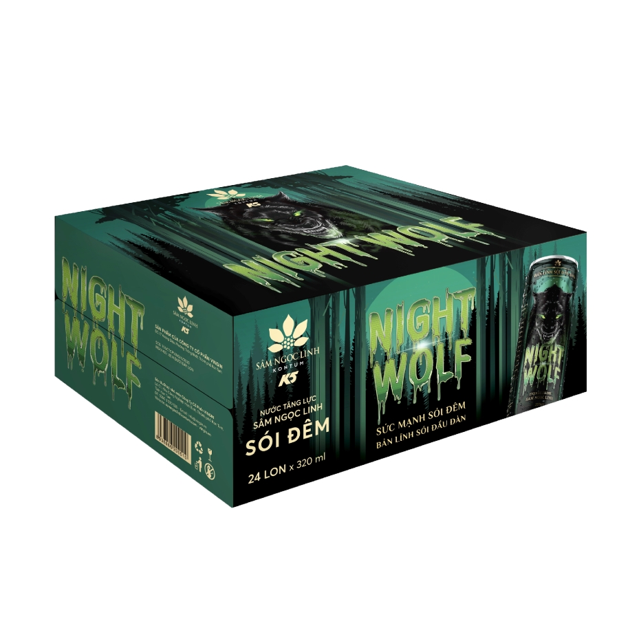 Nước tăng lực nightwolf sâm ngọc linh thùng 24 lon