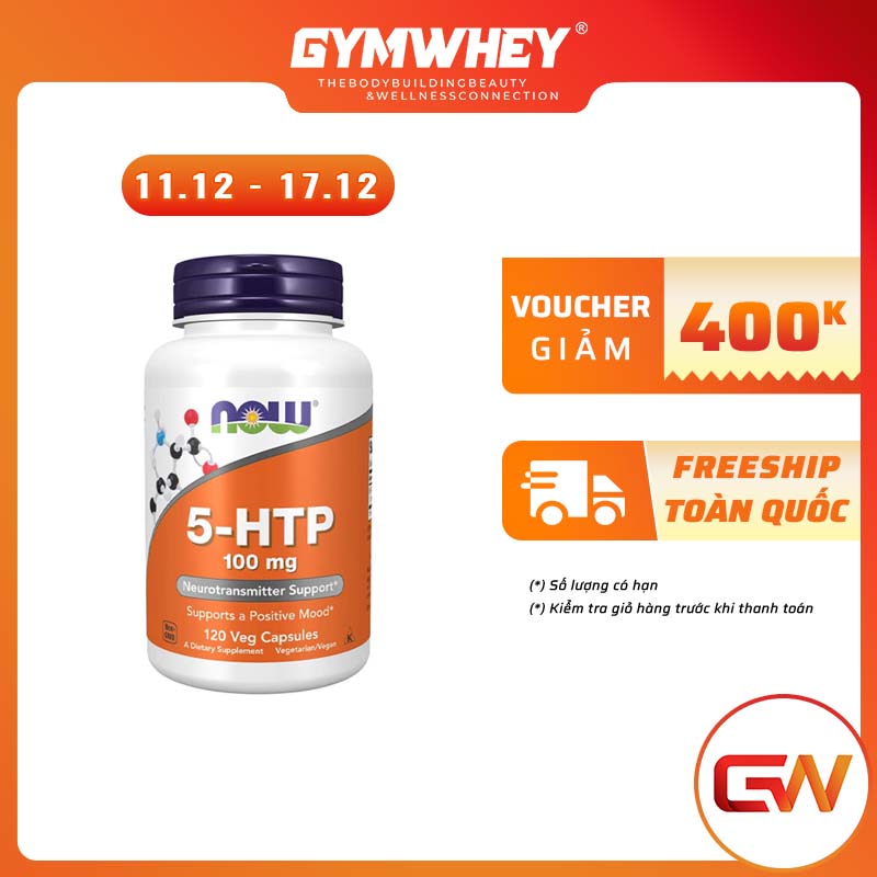 NOW 5-HTP 100MG Giảm Căng Thẳng, Nâng Cao Chất Lượng Giấc Ngủ