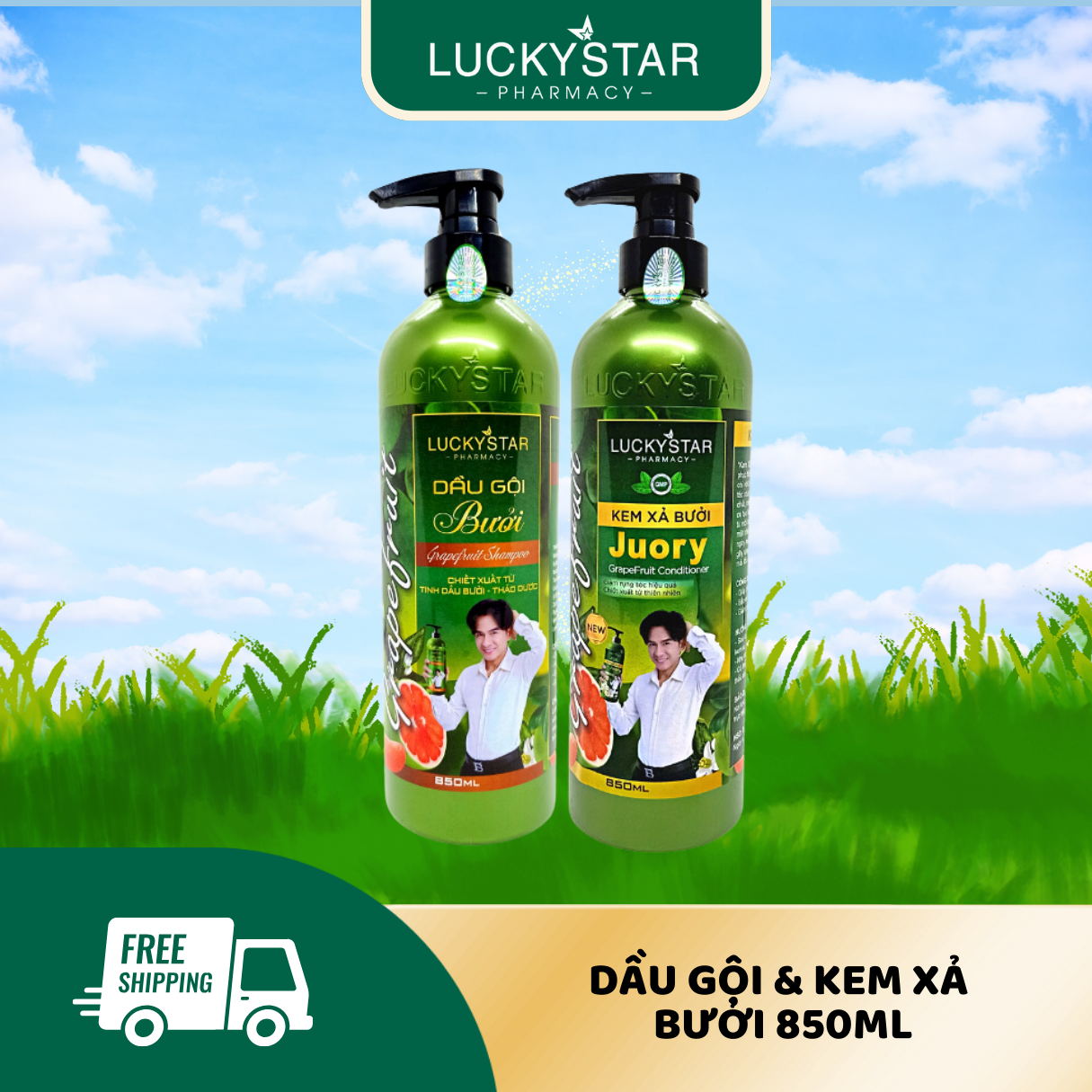 Dầu Gội & Kem Xả Tinh Chất Bưởi Lucky Star