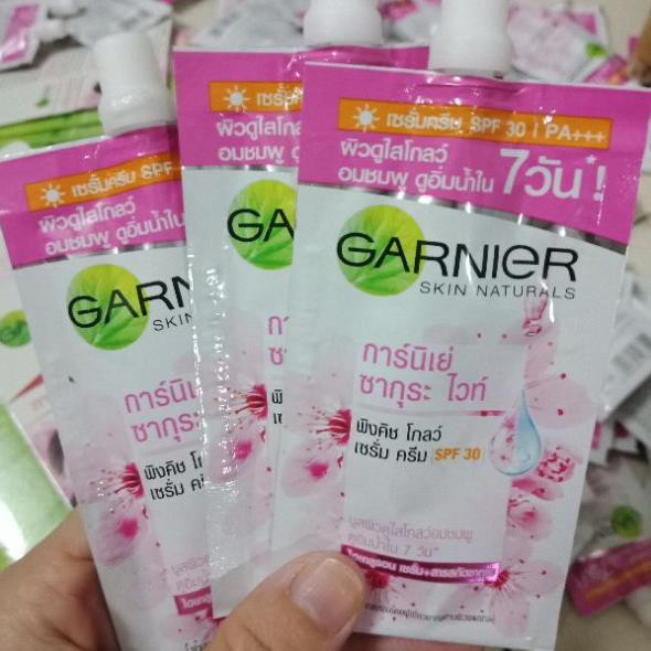 [HCM]Gói Dùng Thử Dưỡng Trắng Và Chống Nắng Garnier Thái Lan - Halido - Gói Kem Garnier Hồng Dùng Thử