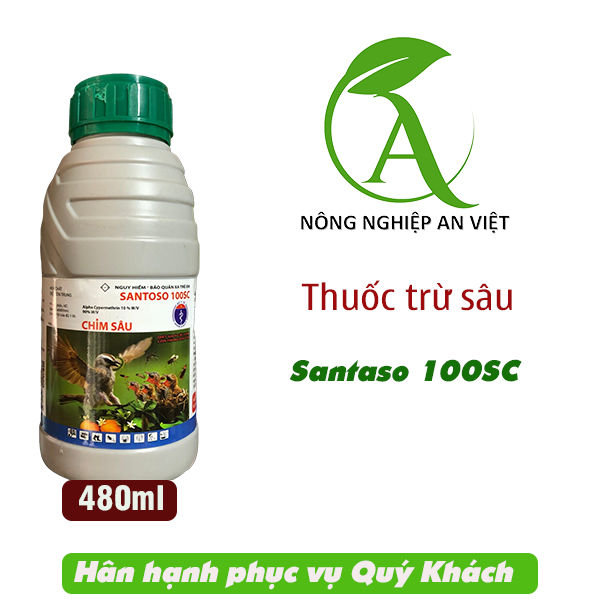 Diệt bọ trĩ, sâu keo mùa thu, sâu cuốn lá, bướm trắng, sâu xanh, bọ xít muỗi, bọ phấn, dòi đục gốc Santaso 450ml