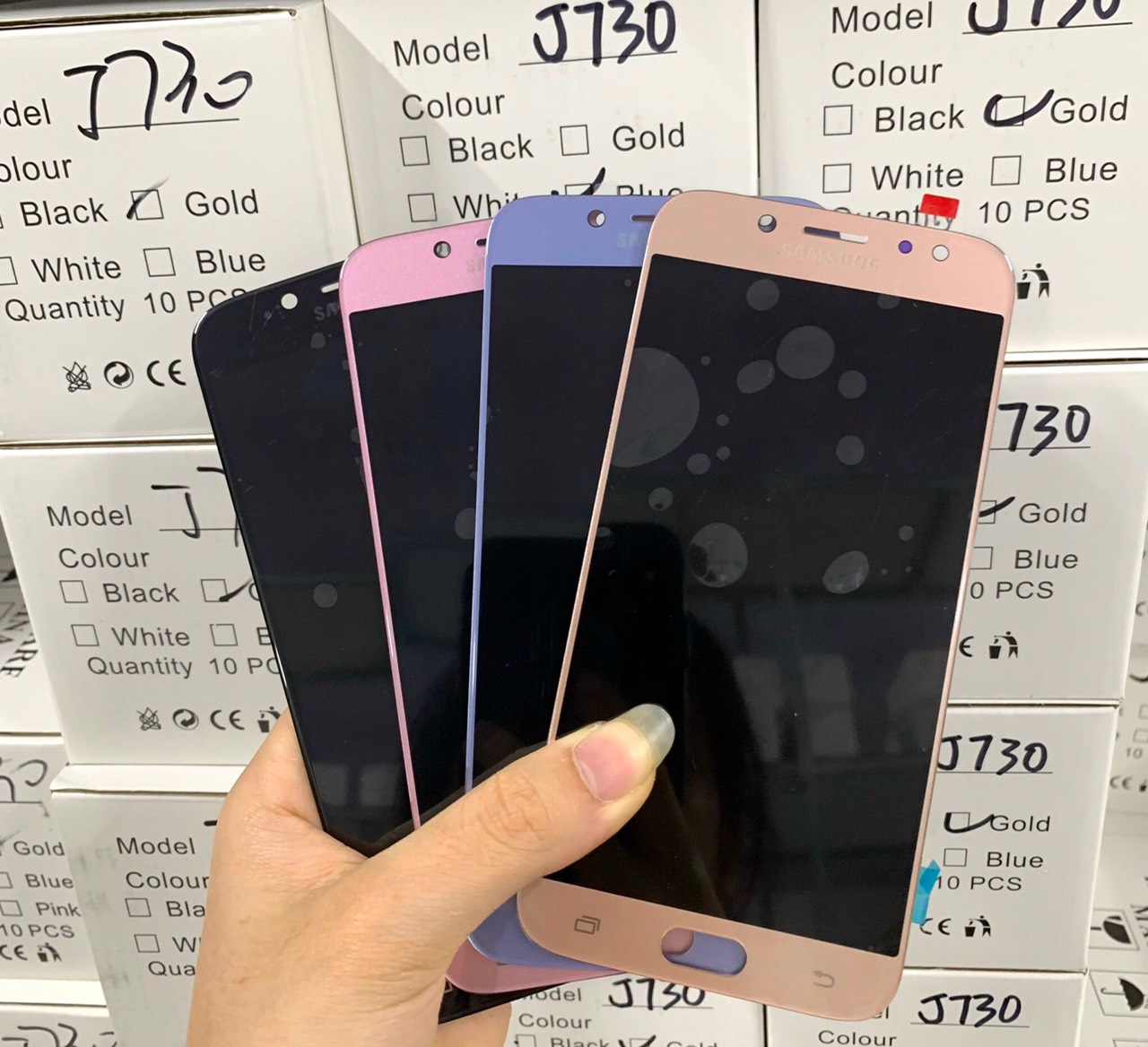 Màn hình oled full Galaxy J730 / Galaxy J7 pro màu đen-xanh-vàng-hồng