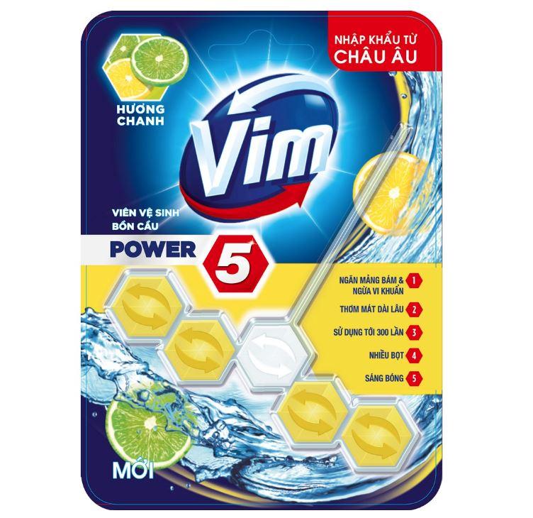 Thùng 9 Vỉ Viên Treo Bồn Cầu Vim Power 5 Hương Chanh 55G
