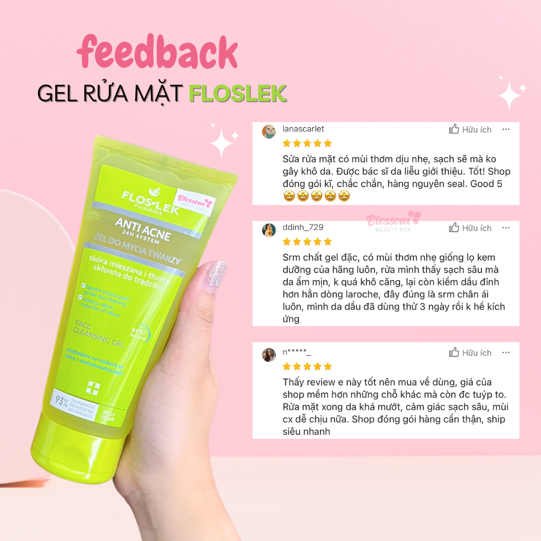 Gel rửa mặt floslek cho da dầu mụn 200ml