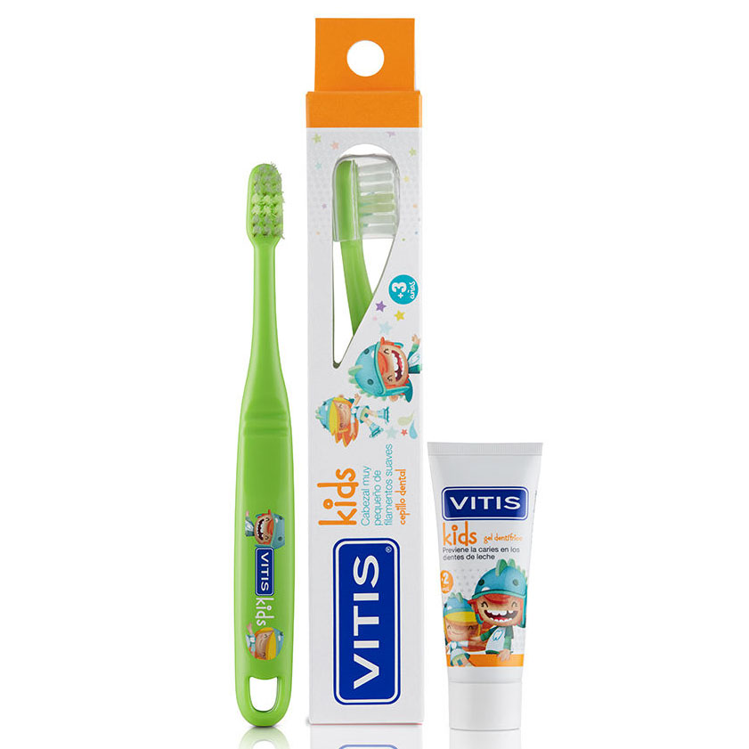 Bàn chải đánh răng trẻ em kèm gel đánh răng 8ml Vitis Kids Toothbrush +
