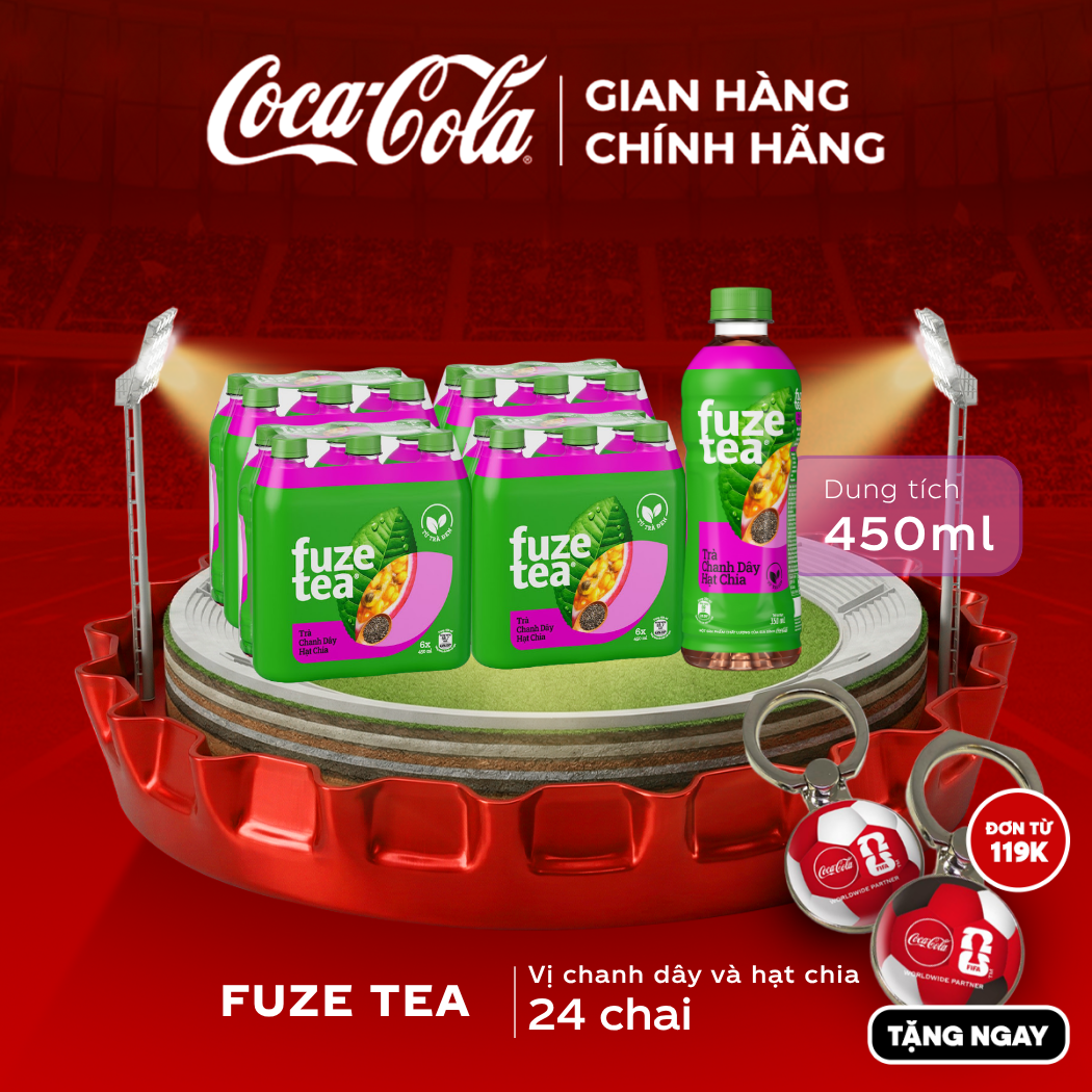 [SIÊU SALE ] Lốc 24 Chai Trà Chanh Dây Và Hạt Chia Fuzetea+ Sale 25.05 Coca-Cola Chính Hãng_LD