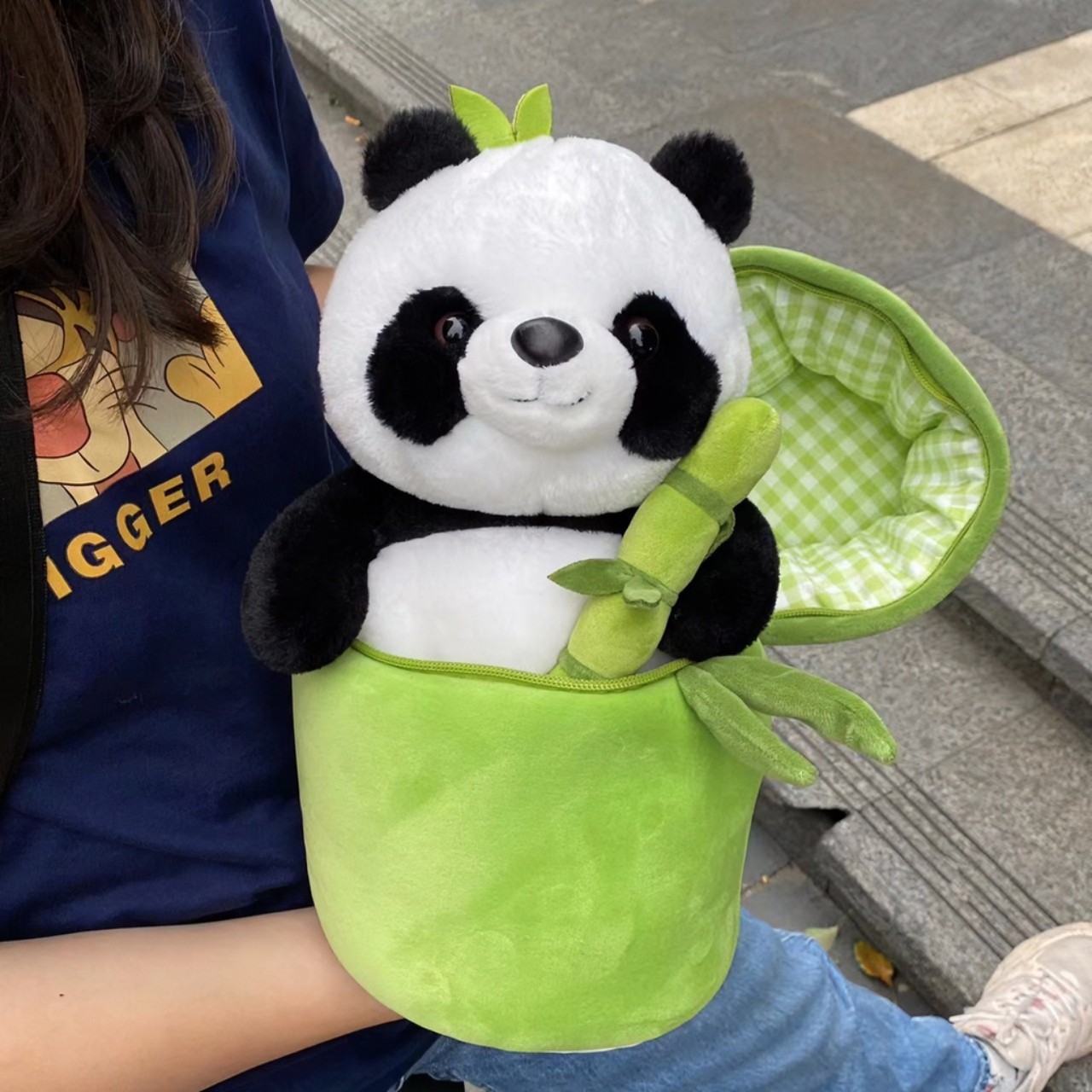 Gấu Bông Gấu Trúc Trong Ống Tre Cao Cấp, Gấu Trúc Hoa Hoa êm mịn dễ thương - siêu cute - vải miniso cao cấp co dãn 4 chiều - gauxinh268