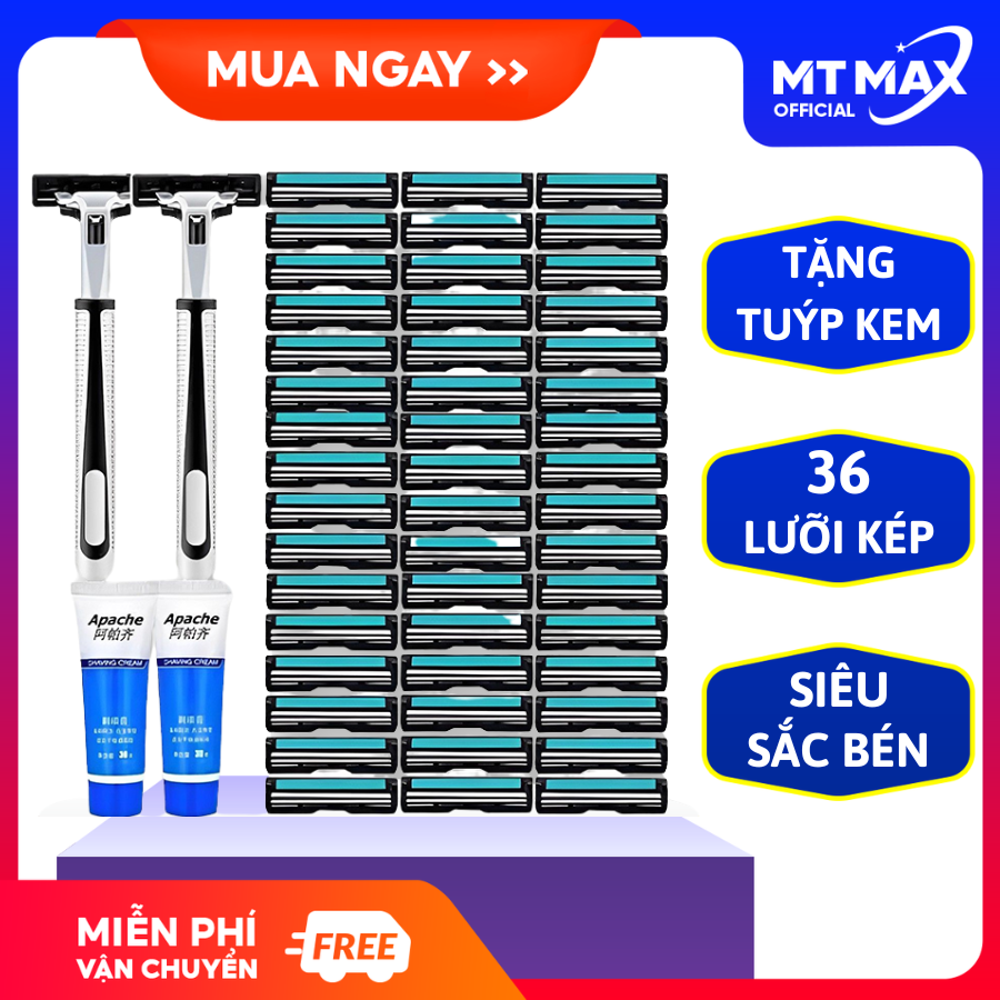 Dao cạo râu nam 36 lưỡi kép tặng tuýp kem tạo bọt, Set dao cạo râu 36 lưỡi cao cấp, Bộ dao cạo râu 36 lưỡi kép
