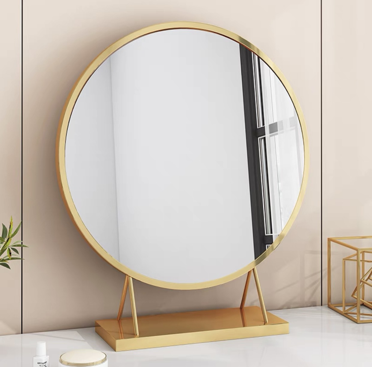 Gương tròn để bàn trang điểm không đèn Led rộng 40cm, Gương trang điểm, Gương để bàn trang điểm GUT008