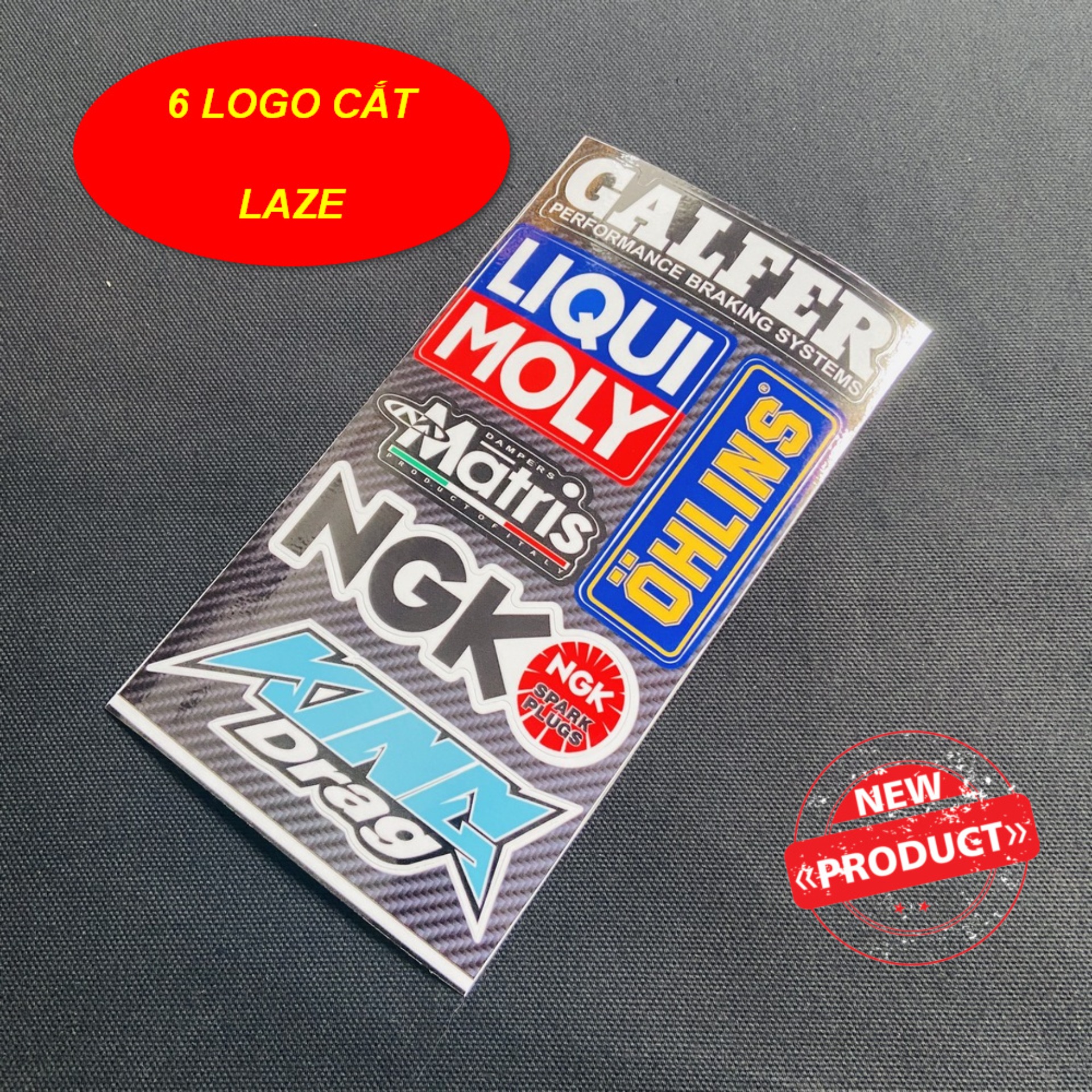 [HCM]BỘ 6 TEM LOGO DECAL NHỰA CẮT LAZE GALFER DÁN XE MÁY NÓN BẢO HIỂM ĐIỆN THOẠI