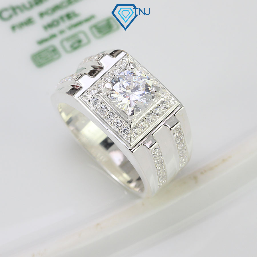 Nhẫn nam bạc thật đính đá cá tính nna0358 - trang sức tnj