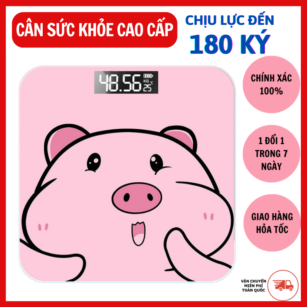 [CHÍNH XÁC 100% - BẢO HÀNH 1 ĐỔI 1] CÂN SỨC KHỎE ĐIỆN TỬ THÔNG MINH HÌNH HEO CỰC HOT - CÂN GIA ĐÌNH DÙNG PIN LOẠI XỊN MÀN HÌNH LCD HIỂN THỊ CHÍNH XÁC CÂN NẶNG VÀ NHIỆT ĐỘ PHÒNG