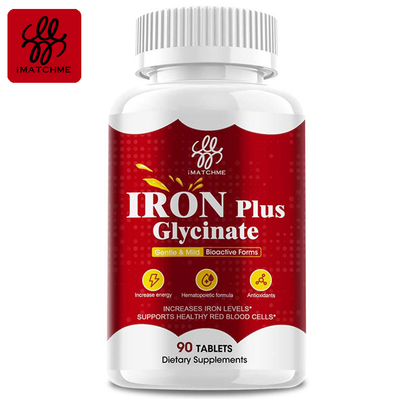 Iron Plus Glycinate Capsules with Vitamin C,B6,B12 for Increase Energy Powerful Antioxidant Boosts Immune System