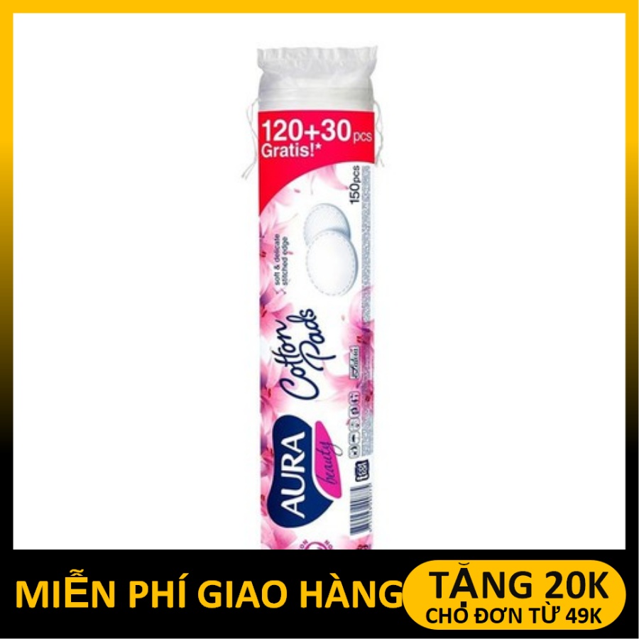 bông tẩy trang aura - aura 150 miếng