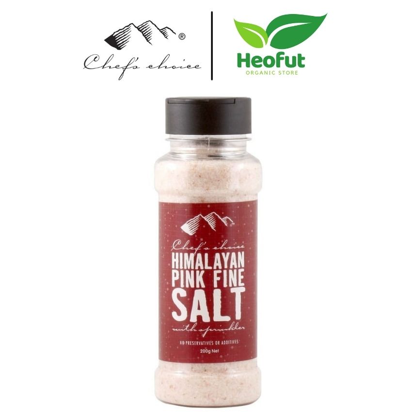 Muối hồng Himalaya mịn Chefs Choice muối hồng nấu ăn tốt cho sức khoẻ hạt mịn nguồn gốc parkistan nhập khẩu Úc Heofut H024