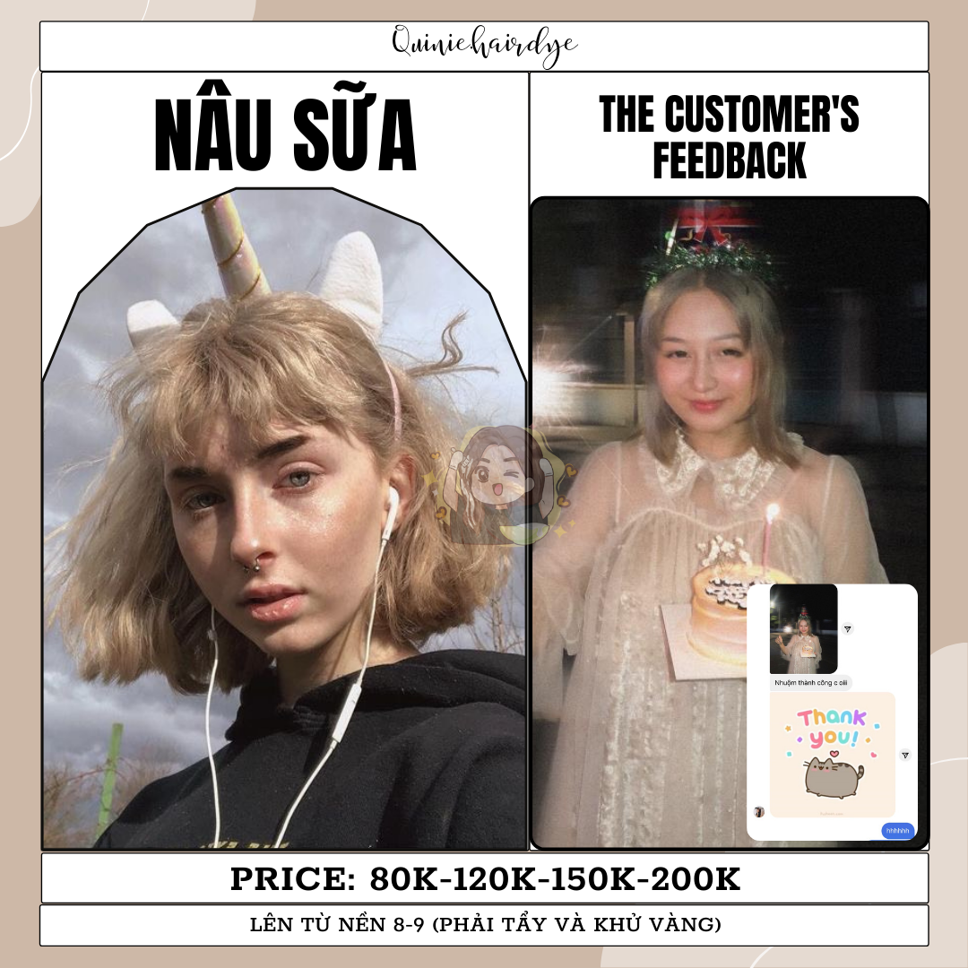Thuốc nhuộm tóc màu Nâu Sữa tặng kèm trợ nhuộm