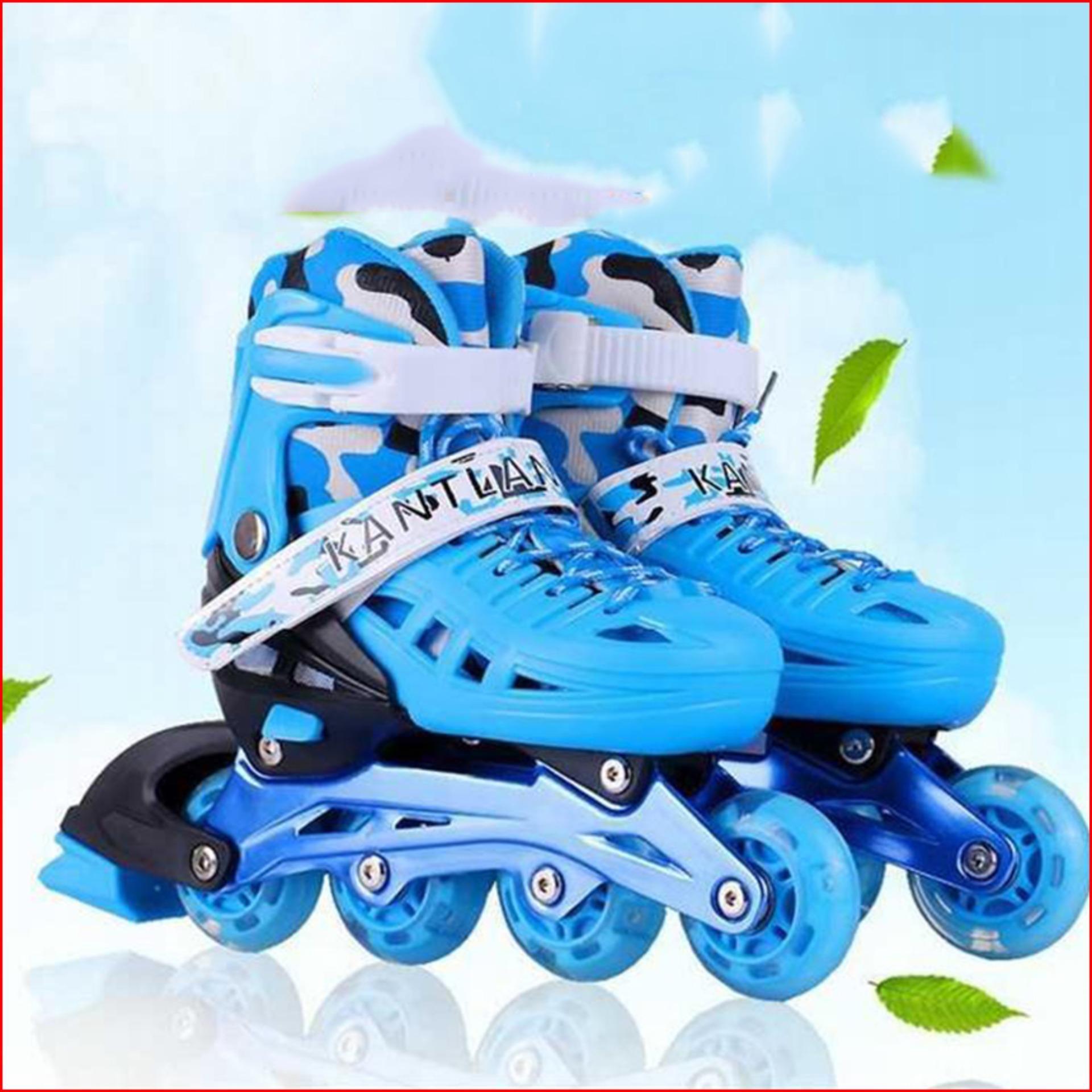 Giày Patin trẻ em tặng mũ và đồ bảo hộ (5 đến 14 tuổi) giày trượt patin trẻ em giá rẻ, mua giày truợt patin cho bé