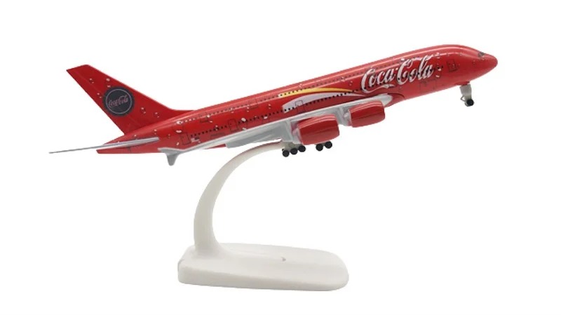 Mô hình máy bay Coca cola Airlines Airbus A380 có bánh xe MB20056