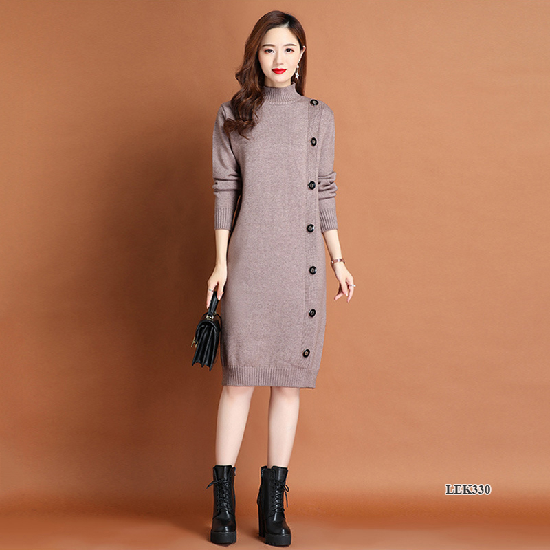 Váy len nữ dáng suông cao cấp phong cách Hàn Quốc LEK330