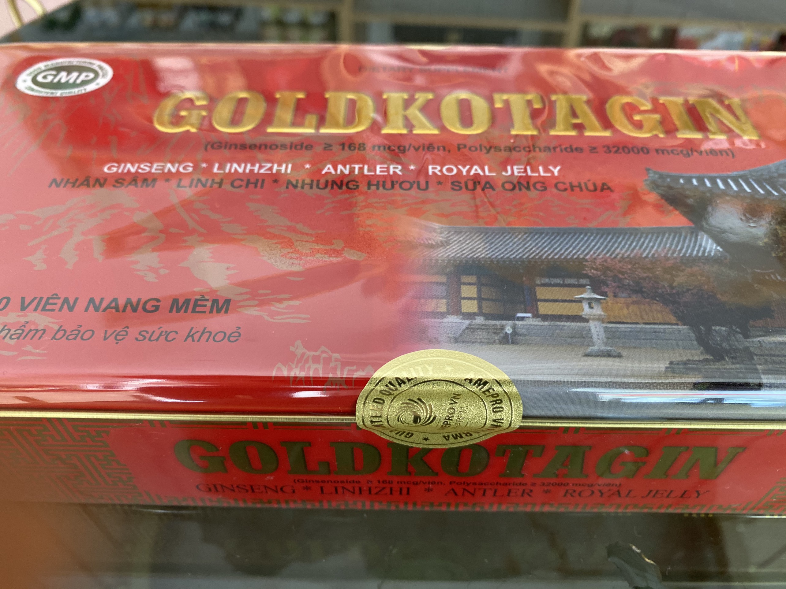Viên nang Sâm Nhung Linh Chi Sữa Ong Chúa Goldkotagin hộp đỏ 120 viên giúp tăng cường sức khỏe, ăn ngon, ngủ ngon