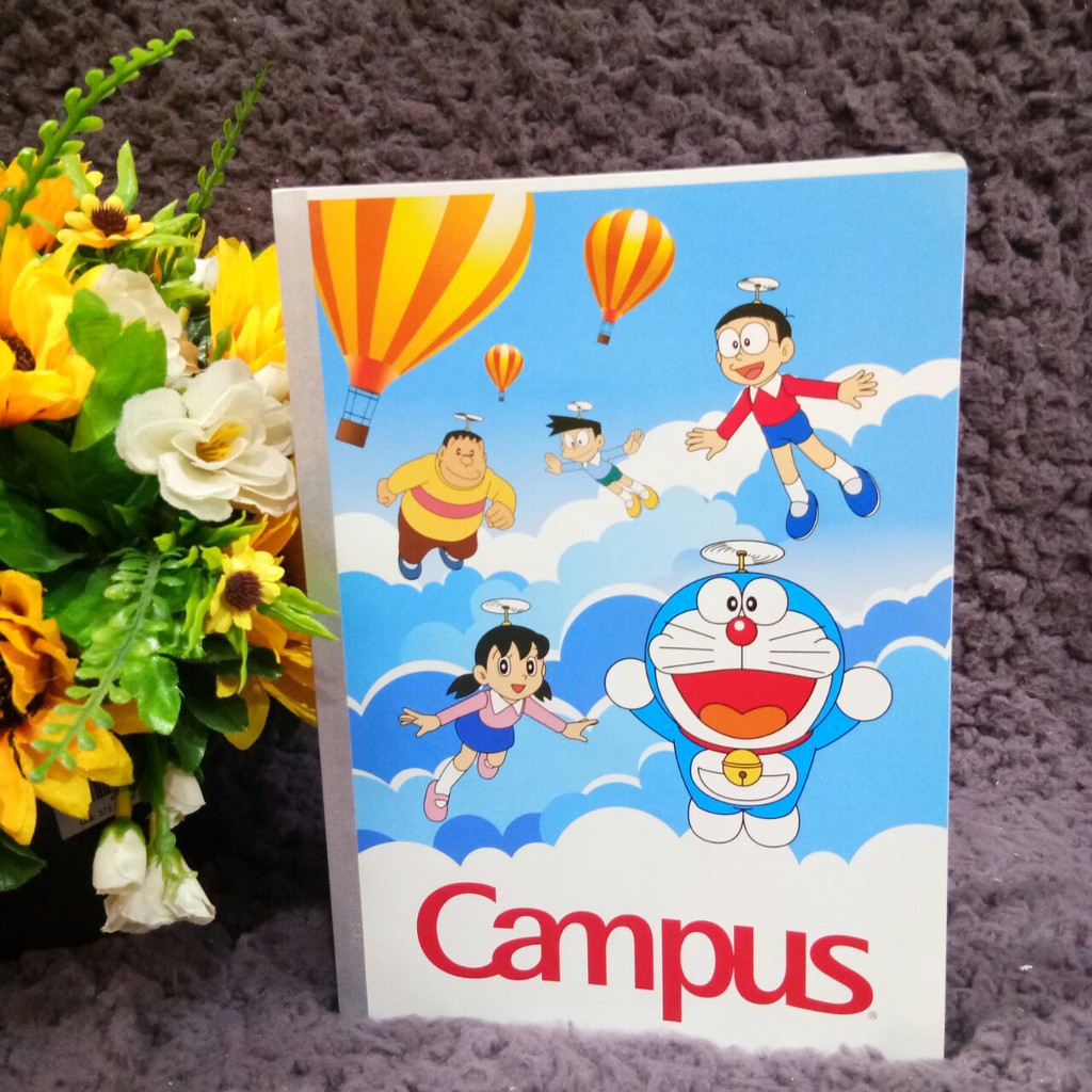 Vở 4 ô ly CAMPUS 48, 80 trang, Tập ô ly DORAEMON, giấy chống lóa, không nhòe, không thấm mực, giúp bé viết dễ dàng-Loki Home