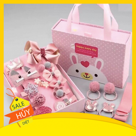 Hộp kẹp tóc cho bé gái 18 chi tiết 7 màu với 7 loại hộp 18 chi tiết khác nhau