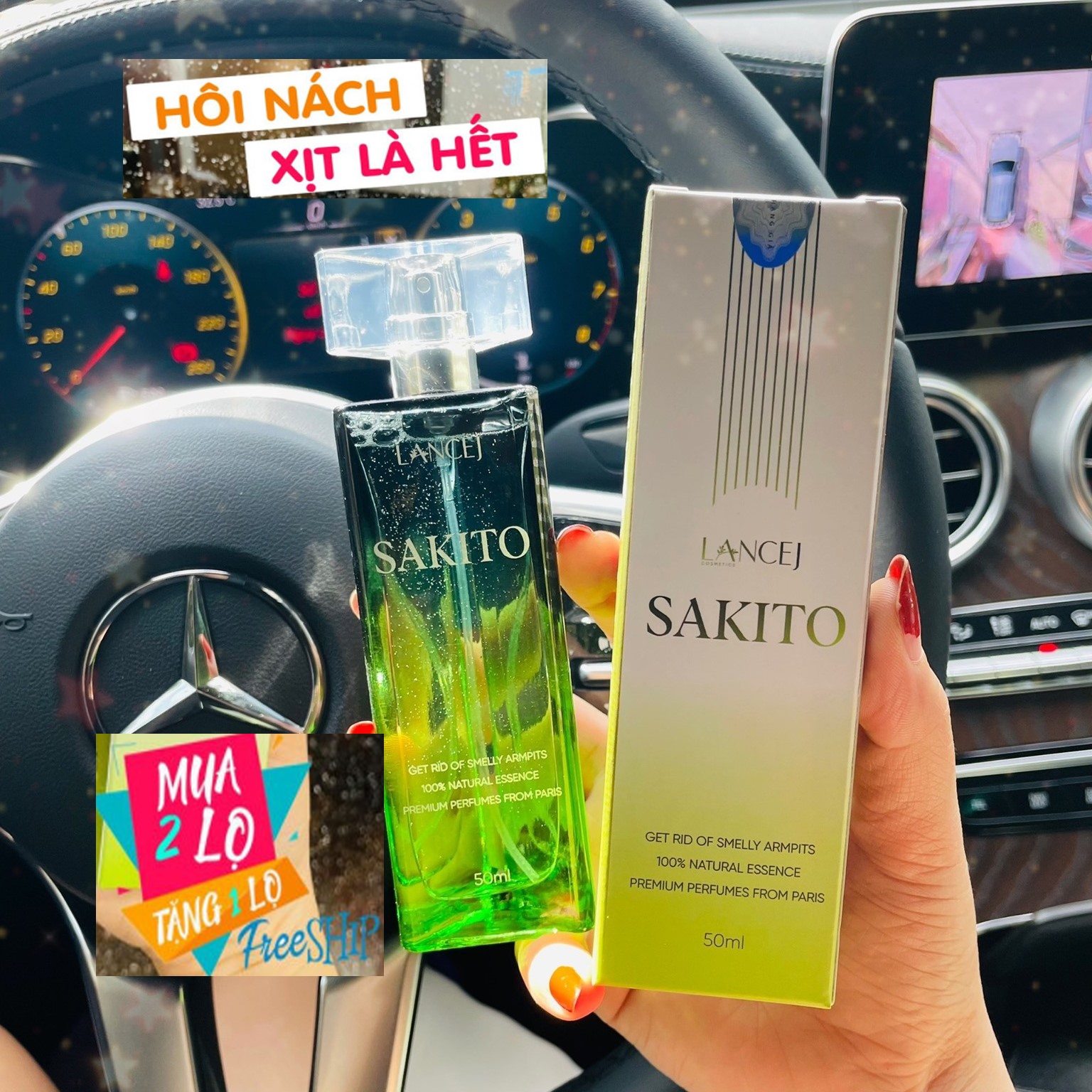 Sakito combo 3 lọ xịt khử mùi hôi nách sakito lancej giúp khử mùi,kháng khuẩn,khô thoáng,vùng da nách 50ml