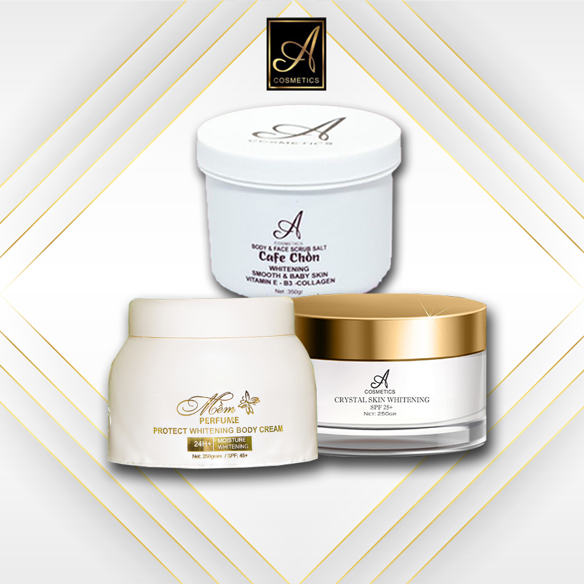 [ COMBO 3 Món ] Kem BODY Mềm + Kem Ủ Pha Lê Tinh Thể Nước + Tẩy Tế Bào Chết Muối Cà Phê Chồn - A Cosmetics.