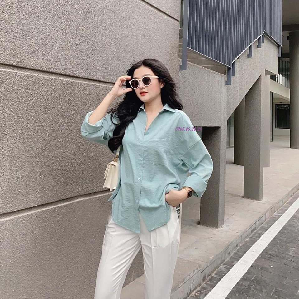 Áo sơ mi nữ, Sơ mi dài tay chất đũi cá tính, mặc mát cho mùa hè